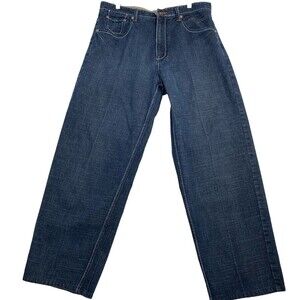 Royal Blue Men's Jeans Size 36W x 32L Denim Pants with Pockets Embroidery.Y2K